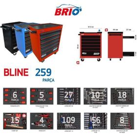 Brio 6 Çekmece Bline 259 Parça Mavi Dolu Hareketli Takım Dolabı