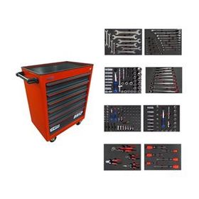 Brio 6 Çekmece Pro 239 Parça Kırmızı Dolu Hareketli Takım Dolabı