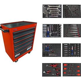 Brio 6 Çekmece Pro 239 Parça Kırmızı Dolu Hareketli Takım Dolabı