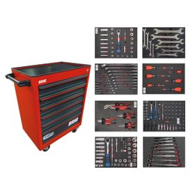 Brio 6 Çekmece Pro 239 Parça Kırmızı Dolu Hareketli Takım Dolabı