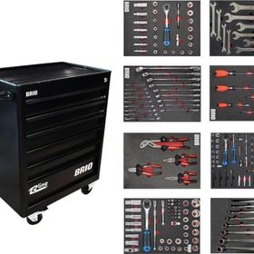 Brio 6 Çekmece Pro 239 Parça Siyah Dolu Hareketli Takım Dolabı