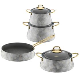 Brioni Marble 7 Parça Mermer Tencere Tava Seti
