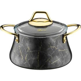 Brioni Marble 7 Parça Siyah Tencere Seti