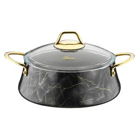 Brioni Marble 7 Parça Siyah Tencere Seti