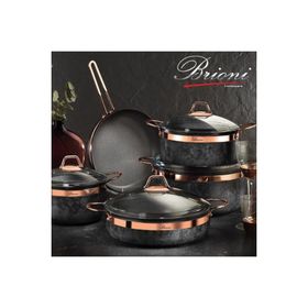 Brioni Royal Stone 9 Parça Antrasit Bakır Taş Granit Tencere Seti