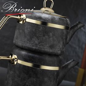 Brioni Royal Stone Kumtaşı Altın Siyah Çaydanlık Takımı