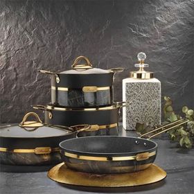 Brioni Selection 7 Parça Granit Siyah Tencere Seti