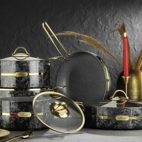 Brioni Selection 9 Parça Granit Siyah Tencere Seti