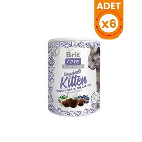 Brit Care 6x100 gr Süper Fruits Hindistan Cevizli ve Yaban Mersinli Yavru Kedi Ödül Maması