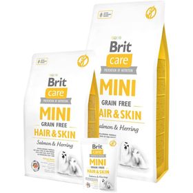 Brit Care 7 kg Grain-Free Tahılsız Somonlu ve Ringa Balıklı Hair & Skin Mini Irk Yetişkin Köpek Kuru Maması