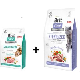 Brit Care Sterilized Weight Control Tahılsız Ördekli 7 kg + Sterilized Urinary Tavuklu 2 kg Kedi Maması