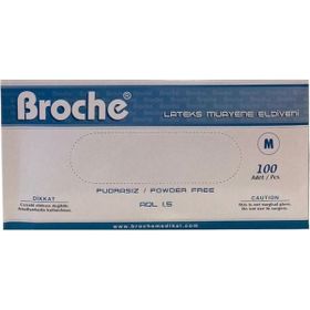 Broche Lateks 100 Adet Medium Pudrasız Muayene Eldiveni
