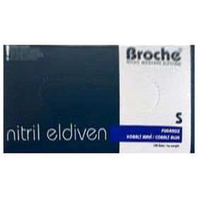 Broche Nitril Pudrasız 100 Adet Small Kobalt Mavi Muayene Eldiveni