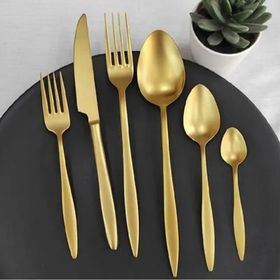 Brondoff Carmen Mat Gold Titanyum 60 Parça 12 Kişilik Çatal Kaşık Seti