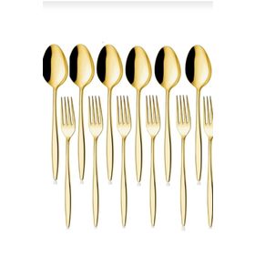 Brondoff Tek Kişilik Carmen Titanyum Gold 6 Parça Çatal Kaşık Bıçak Seti