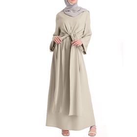 Brong Abaya Haki Uzun Kollu Kadın Sabahlık