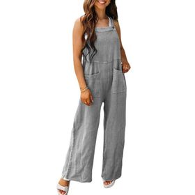 Brong Dungarees Baggy Gri Cepli Kadın Tulum