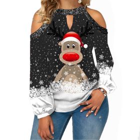 Brong Straplez Elk-Siyah Uzun Kollu Bisiklet Yaka Kadın Sweatshirt