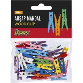 Brons 20'li Renkli Ahşap Mini Mandal