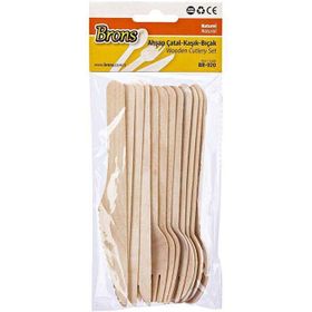 Brons 5782492 12 Parça Ahşap Kaşık Çatal Bıçak Seti