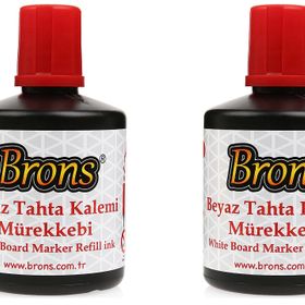Brons BR-355 100 cc Kırmızı 2'li Beyaz Tahta Kalem Mürekkebi