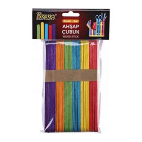 Brons BR-902 Renkli 50'li Paket Dar Ahşap Çubuk
