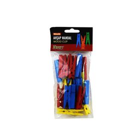 Brons BR-905 24'lü Renkli Büyük 4.5 cm Ahşap Mandal