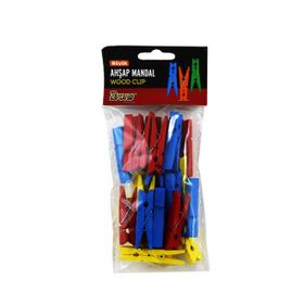 Brons BR-905 24'lü Renkli Büyük 4.5 cm Ahşap Mandal