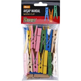 Brons BR-905 24'lü Renkli Büyük 4.5 cm Ahşap Mandal