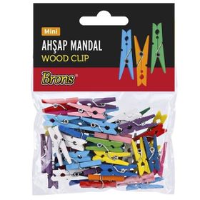 Brons BR-908 Mini Renkli 25'li 2.5 cm Ahşap Mandal
