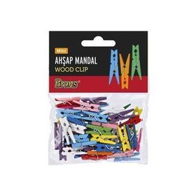 Brons BR-908 Mini Renkli 25'li 2.5 cm Ahşap Mandal