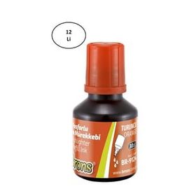 Brons BR-9124 12'li 30 ml Turuncu Fosforlu Kalem Mürekkebi