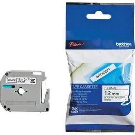 Brother M-K231 12 mm Beyaz Üzeri Siyah Kağıt Etiket