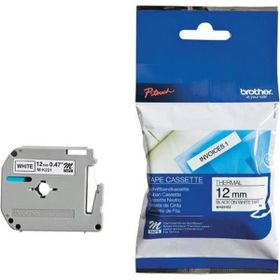 Brother M-K231 12 mm Beyaz Üzeri Siyah Kağıt Etiket
