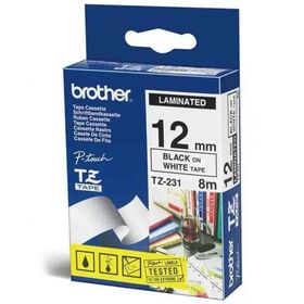Brother P-Touch 12TZE231 Beyaz-Siyah 12 mm Etiket