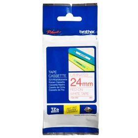 Brother P-Touch 24TZE252 Beyaz-Kırmızı 24 mm Etiket