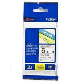 Brother P-Touch 6TZE211 Beyaz-Siyah 6 mm Etiket