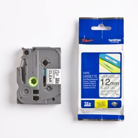 Brother P-TOUCH TZE-131 TZE-TAPE 12 mm Şeffaf Üzerine Siyah Laminasyonlu Etiket