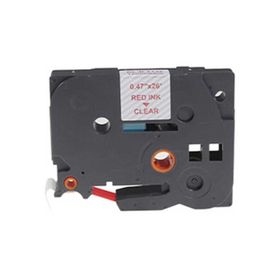 Brother P-Touch TZE-132 Şeffaf Üzerine Kırmızı 12 mm 8 mt Muadil Etiket