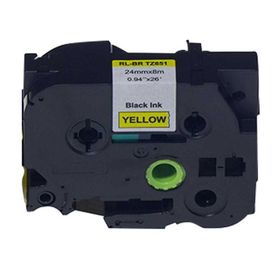 Brother P-Touch TZE-651 Sarı Üzerine Siyah 24 mm 8 mt Muadil Etiket