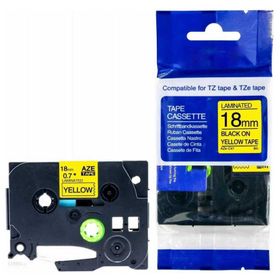 Brother P-Touch TZE-C41 Fosforlu Sarı Üzerine Siyah 18 mm 8 mt Muadil Etiket