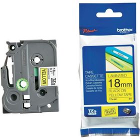 Brother P-Touch TZE-FX641 TZE-TAPE 18 mm Sarı Üzerine Siyah Esnek Laminasyonlu Etiket