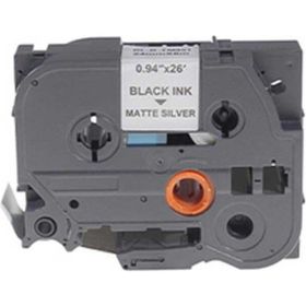 Brother P-Touch TZE-M951 Mat Gümüş Üzerine Siyah Güçlü Yapışkanlı 24 mm 8 mt Muadil Etiket