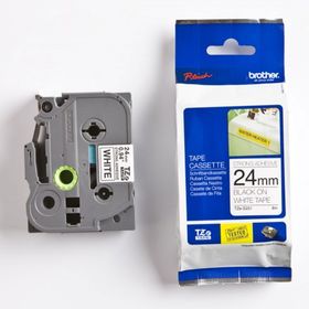 Brother P-touch Tze-s251 Tze-tape 24 mm Beyaz Üzerine Siyah Güçlü Yapışkanlı Laminasyonlu Etiket