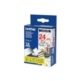Brother TZ-152 24 mm Kırmızı Lamine Etiket