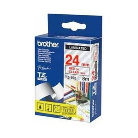 Brother TZ-152 24 mm Kırmızı Lamine Etiket