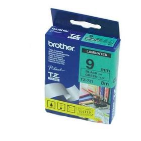 Brother TZ-721 9 mm Yeşil Üzerine Siyah Laminasyonlu Etiket