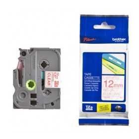 Brother Tze-132 12 mm Şeffaf Üzeri Kırmızı Laminasyonlu Etiket