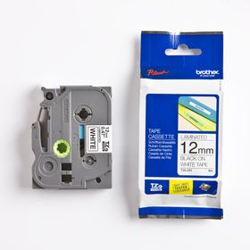 Brother TZE-231 12 mm Beyaz Üzerine Siyah Laminasyonlu Etiket