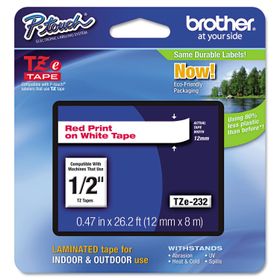 Brother TZE-232 12 mm Kırmızı Lamine Etiket